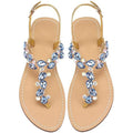 Aijivou Womens Size 8.5 Blue Rhinestone Sandals Flip Flop Open Round Toe Shoes