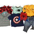 Lot of 7 Baby Boys 12 Months Arizona Jeans Osh Kosh Captain America Tops Jeans