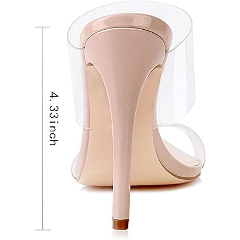 New Vivianly Womens Size 9.5 Clear Strap Slide Open Toe 4.75" Heel Sandal Shoes