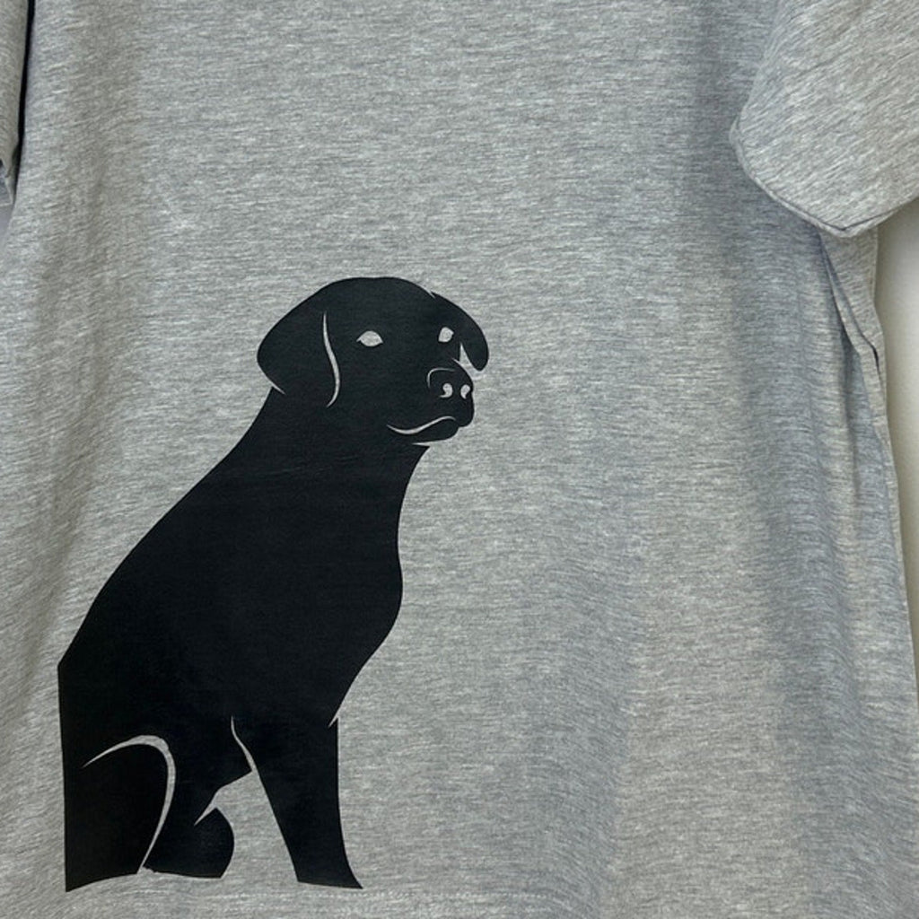 New Hand Printed Mens XL Gray Heathered Black Lab Dog Short Sleeve Tee Shirt