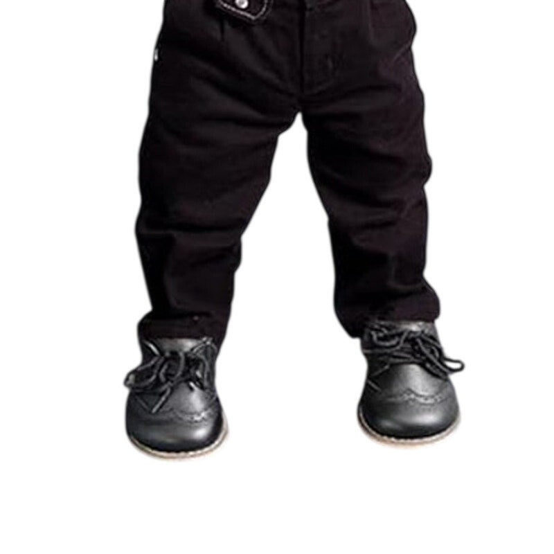 New Dadawen Toddler Boys Size 9 Black Faux Leather Lace Up Oxford Dress Shoes