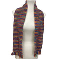 Handmade Acrylic Yarn Variegated Stripe Hand Knit Warm Winter Scarf w Fringe