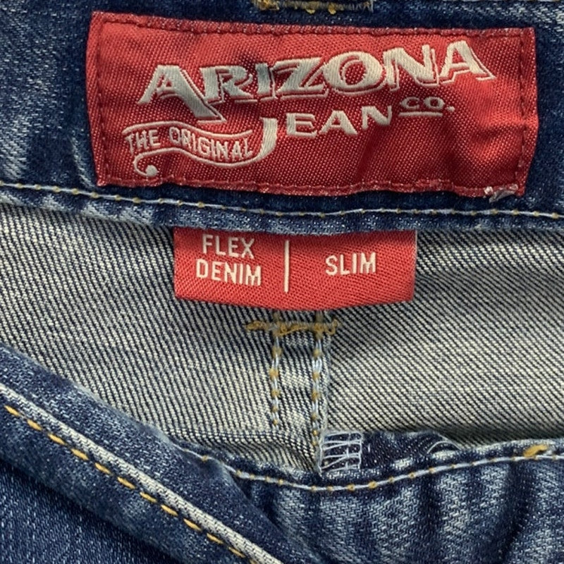 Arizona Jeans Mens 36X32 Flex Denim Slim Distressed Knee Straight Leg Blue Jeans