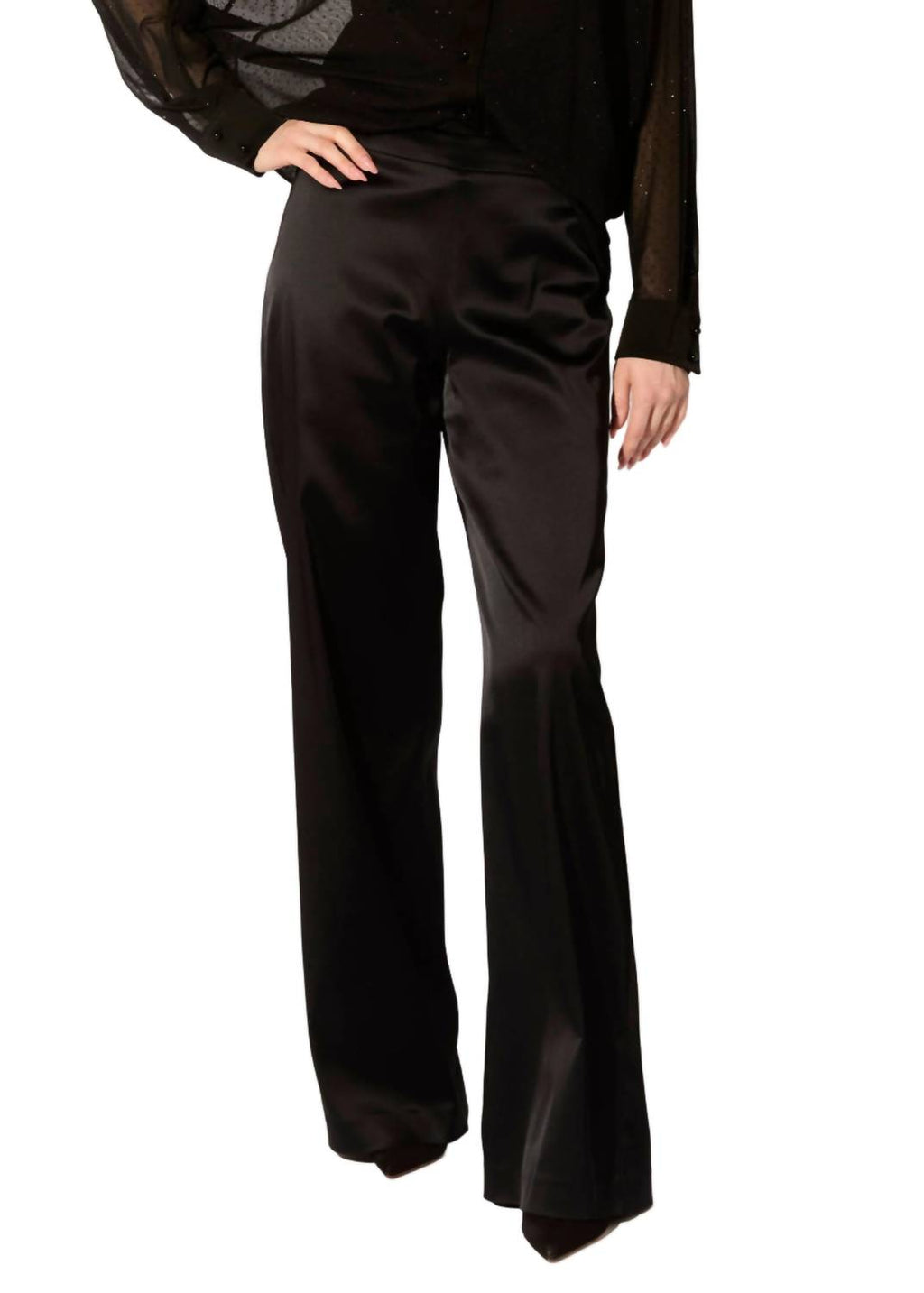 Stretch Satin Stovepipe Pants