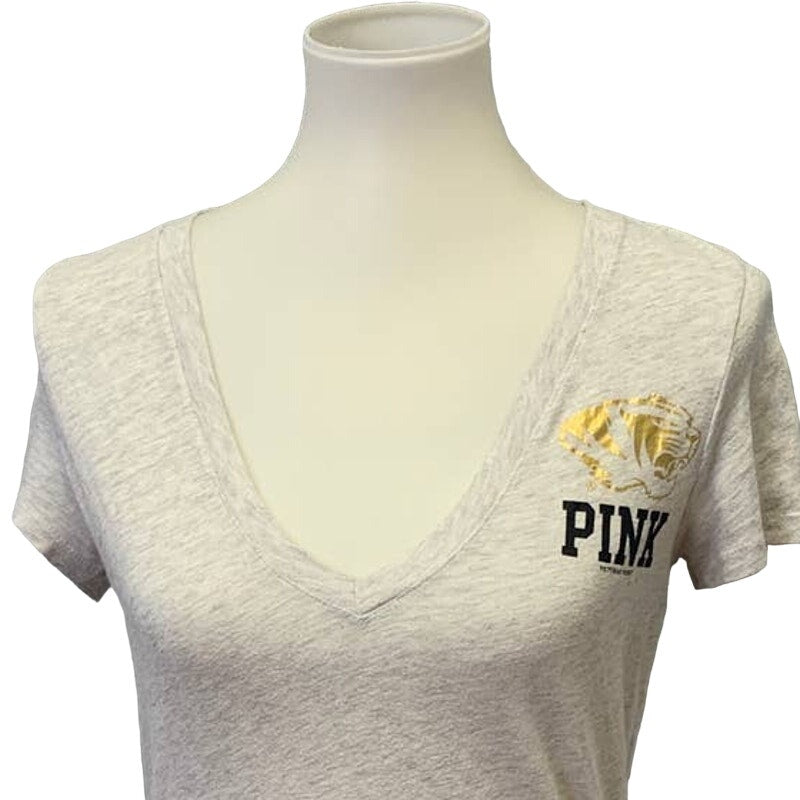Mizzou Columbia Tigers Womens Medium Pink 5th & Ocean V-Neck Cotton Blend Tee