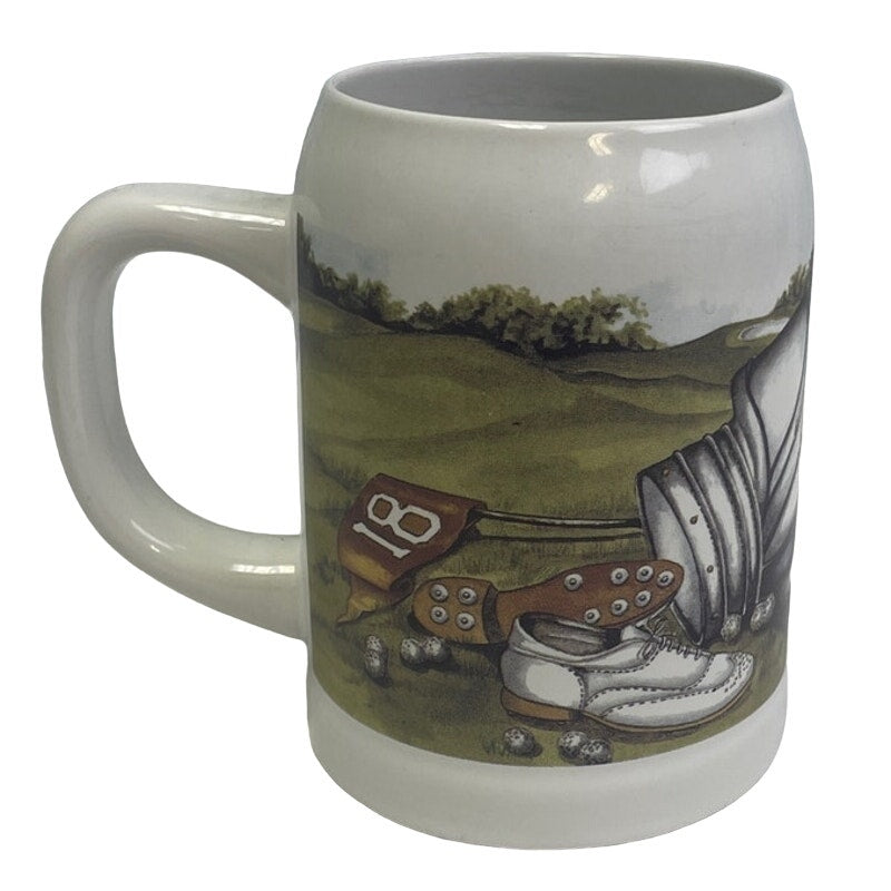 Vintage Old-Fashioned Golf Ball Club Shoes 20oz Ceramic Stein Coffee Mug