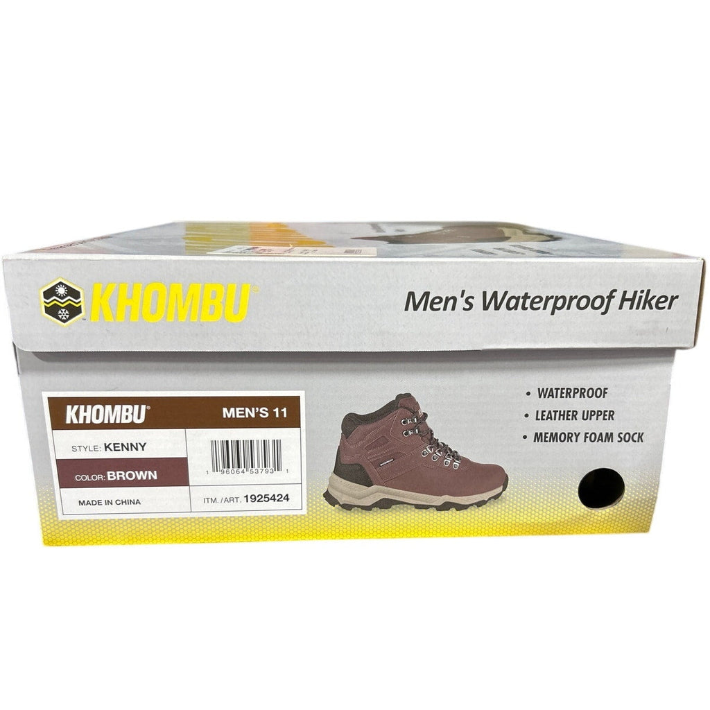 New In Box Khombu Mens Size 11 Brown Leather Waterproof Memory Foam Hiking Boot