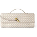 Joryin Womens Seashell Gray Woven Suede Knot Pin Close Clutch Crossbody Hand Bag