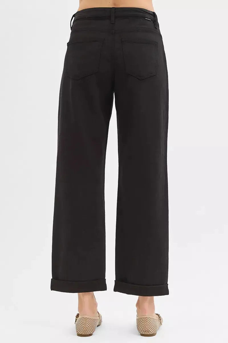 RISEN Jeans - Tummy Control Mid Rise Ankle Barrel Relaxed Baggy Jeans