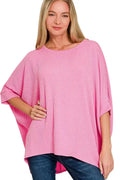 Zenana Raised Rib Bat Sleeve Top