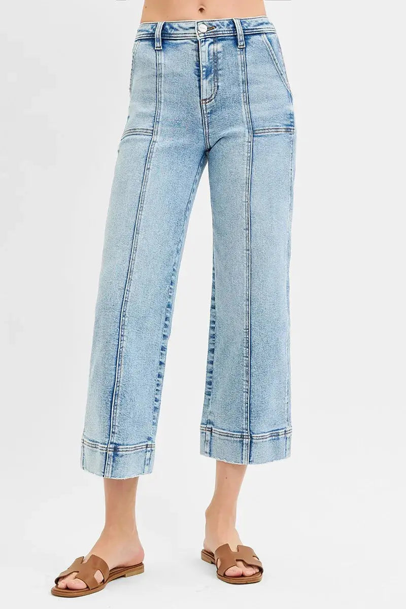 High-Rise Crop Wide-Leg Front-Seam RISEN Jeans – Full & Plus Size