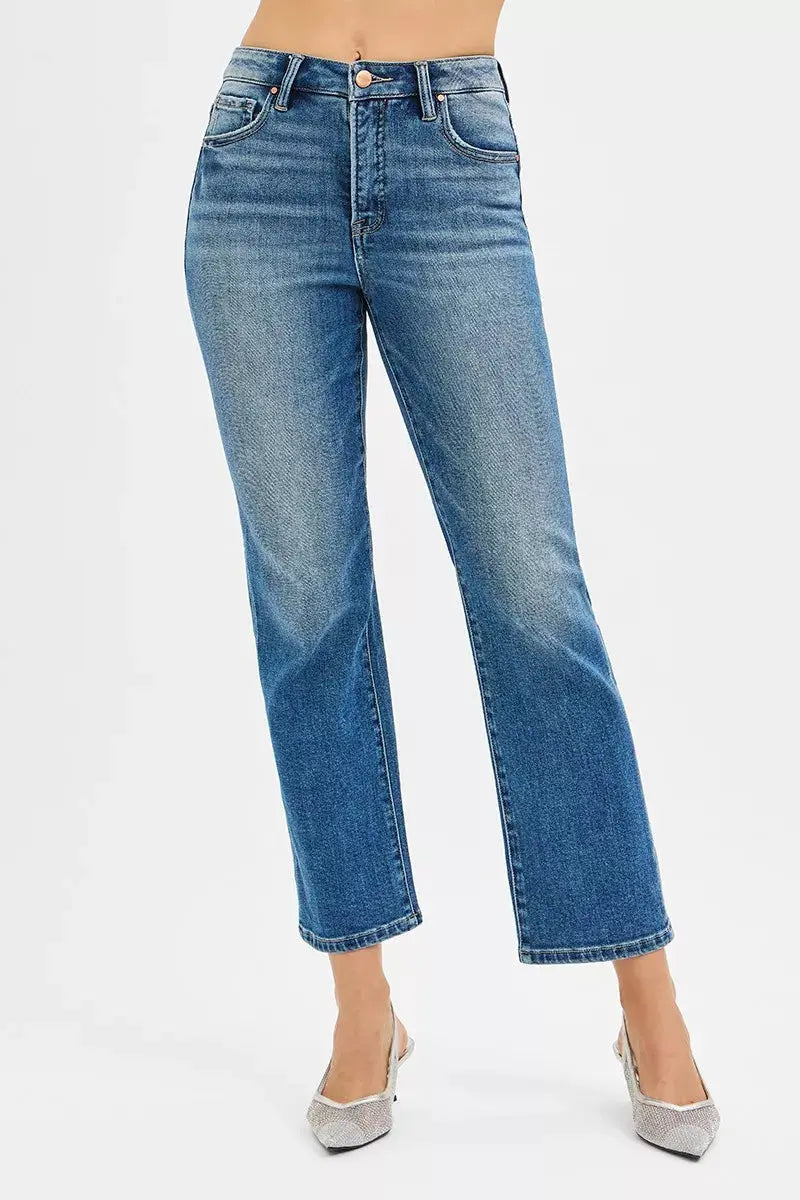 RISEN Jeans - Tummy Control High Rise Crop Straight Jeans