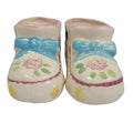 Pair of Two Vintage Hand Painted Ceramic Baby Bootie Shoes Made In Japan