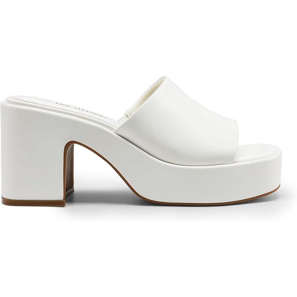 New Dream Pairs Womens Size 8 White High Chunky Platform Slip on Open Toe Heels