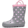 Rain Angel Big Girls Size 4 Gray Pink Cat Pull On Waterproof Rain Boot Shoes