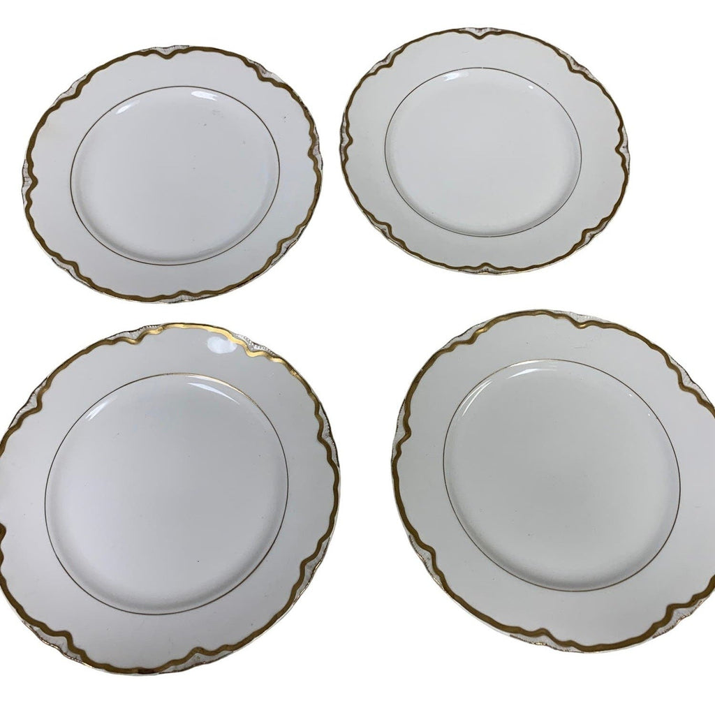 Vintage 1929 Pope-Gosser Sepia Gold Trimmed Ceramic China Dinner Plates w Lid