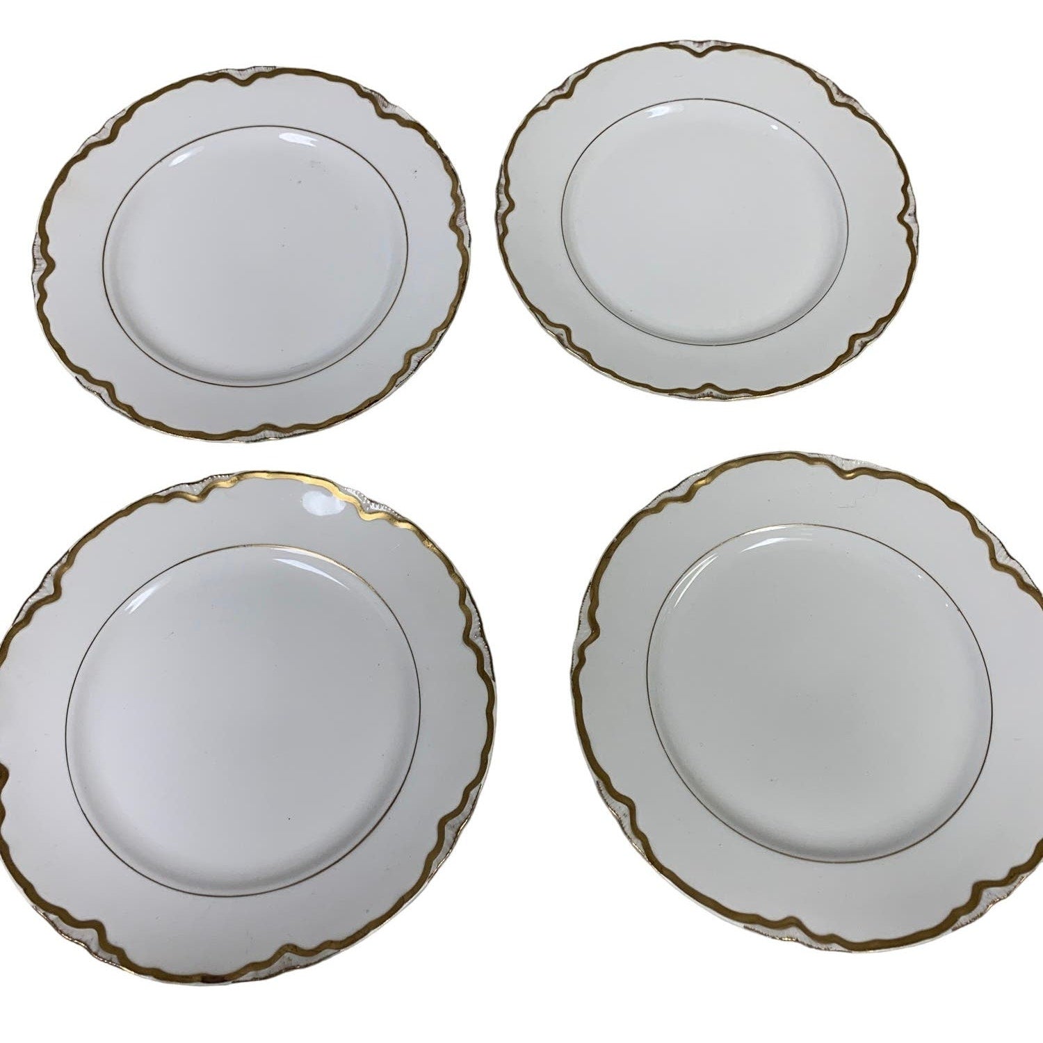 Vintage 1929 Pope-Gosser Sepia Gold Trimmed Ceramic China Dinner Plates w Lid