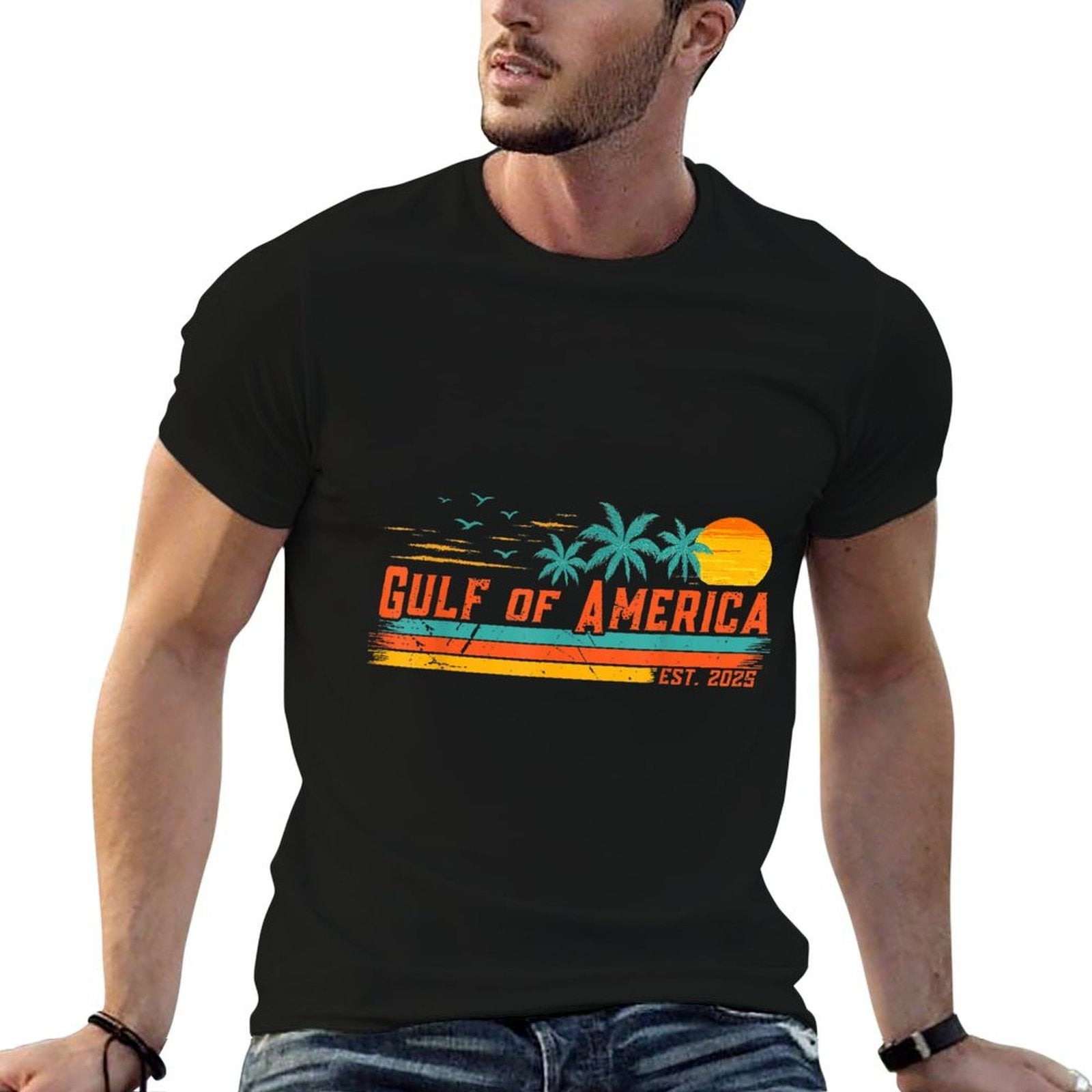 Vintage Gulf Of Us America Retro Sunset Gulf Of Us America High-quality Stitching T-Shirt