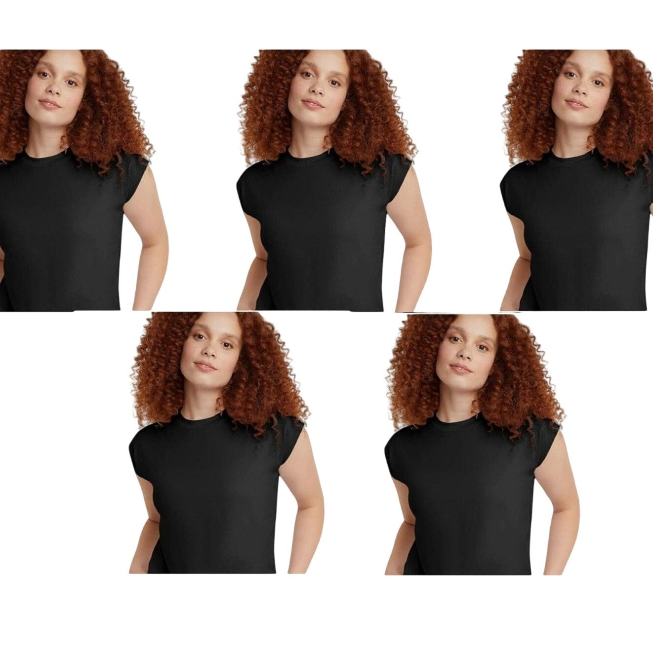 New 5-Pack Hanes Womens XL Black Ringspun Cotton Cap Sleeve Muscle Tees