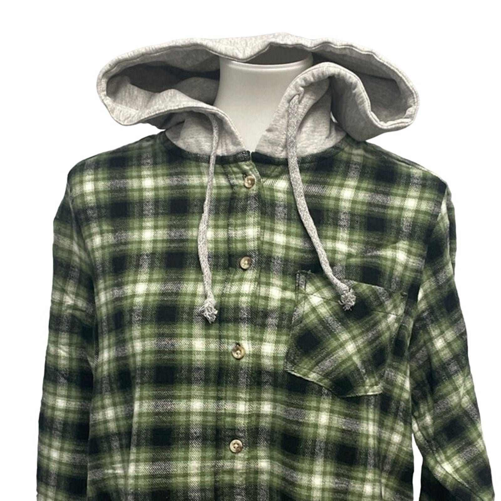 New Time and Tru Womens 3XL Long Sleeve Plaid Flannel Cotton Blend Hoodie