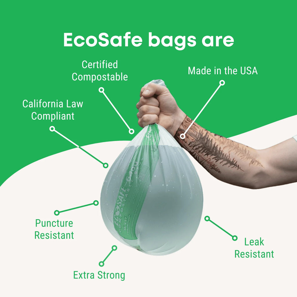 EcoSafe 8 Gal Compostable Bag Liners - 21X25 (2-Roll Pack, QTY:24)
