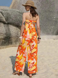 Wide Leg Jumpsuit - Tied Printed Tube