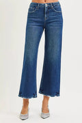 RISEN Jeans - High Rise Crop Wide Leg Jeans with Tummy Control 4 Way Stretch