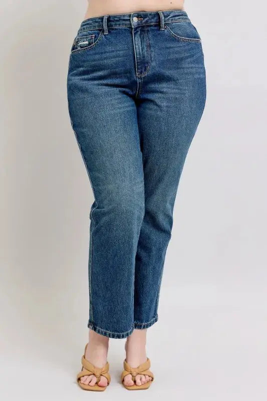 Judy Blue Jeans - Full Size High Waisted Rigid Magic Non-destroy Straight Leg