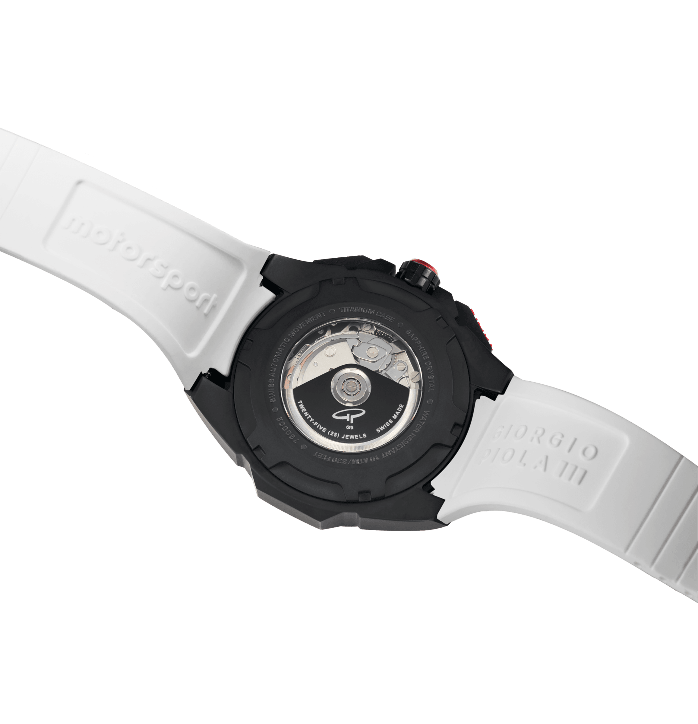 G5 Delta - Black-White Automatic Titanium Swiss Sport Chrono Watch (Black PVD Coating)
