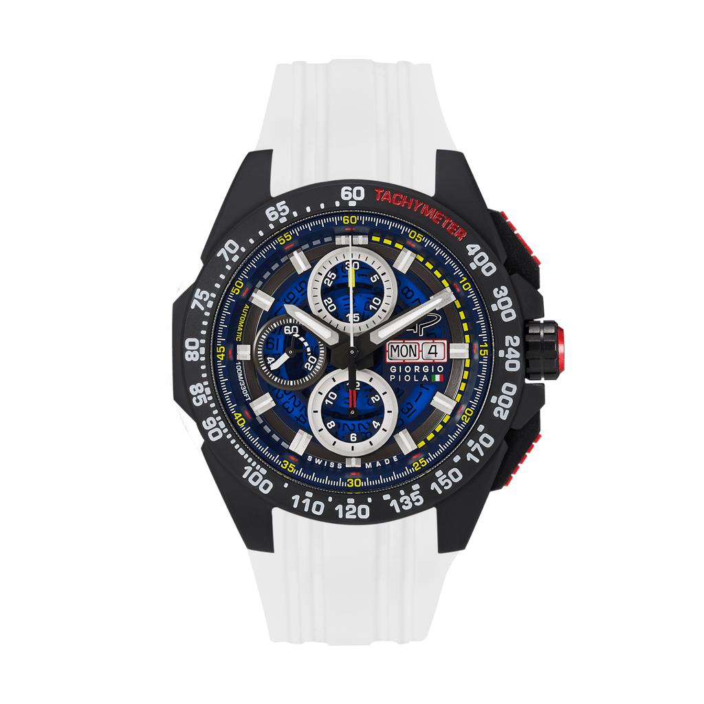 G5 Delta - Black-White Automatic Titanium Swiss Sport Chrono Watch (Black PVD Coating)