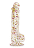 Glittergasm Realistic Clear Dildo with Balls and Suction Cup - Blue/Purple/Violet Glitter