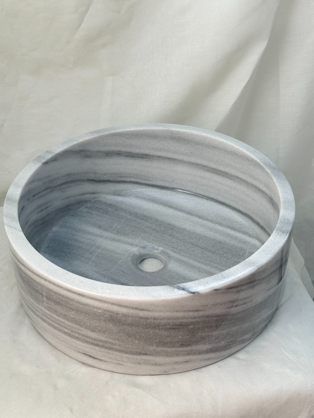 Grey Marble Sink | Round Vessel Basin 16.5x16.5 | Natural Stone Bathroom Sink USA