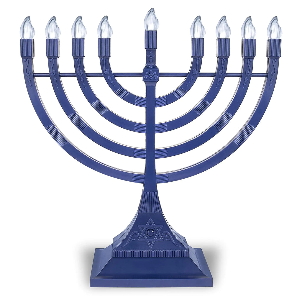Zion Judaica Electric Hanukkah Menorah LED USB Powered Menorah Electronic Hanukkiah Battery Menorah Flamless Chanukah Candles (Blue 2)