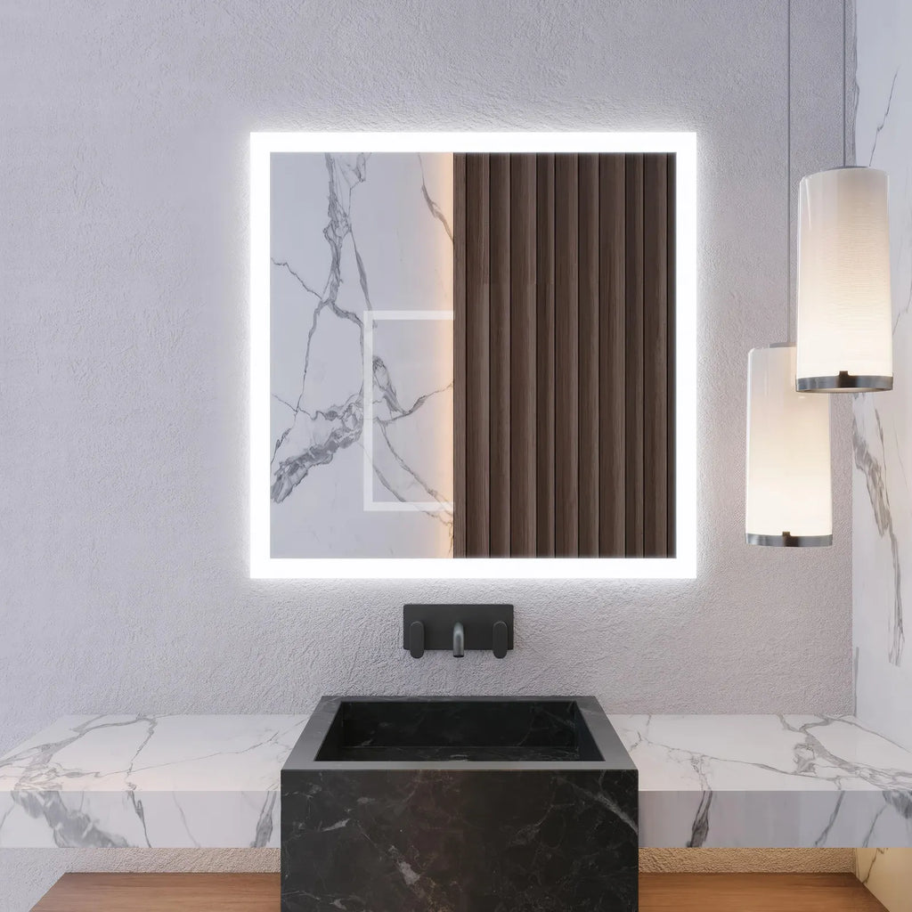 LED Wall Mirror – Modern Square Backlit Vanity Mirror, Luxury Lighted Mirror