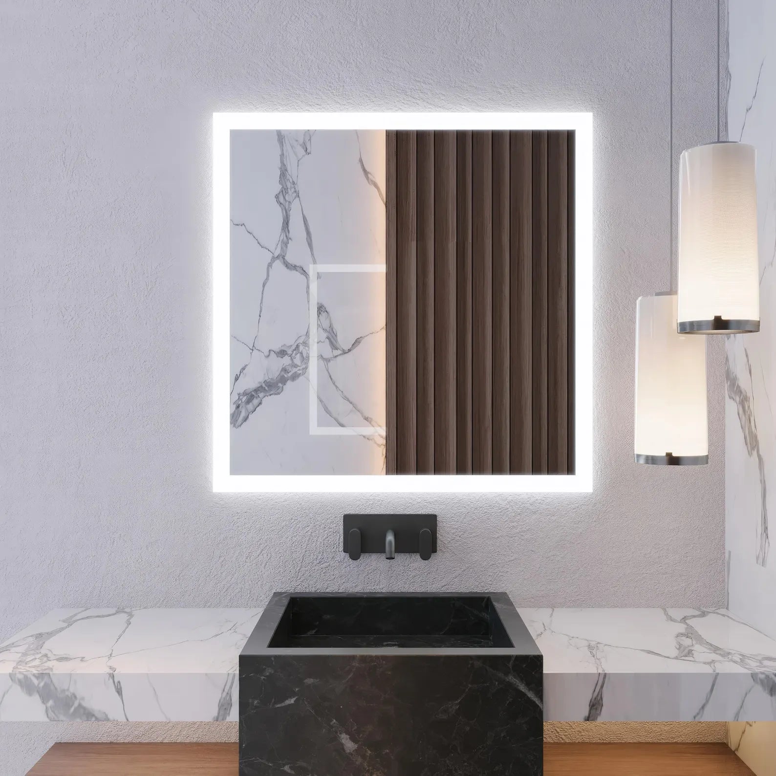 LED Wall Mirror – Modern Square Backlit Vanity Mirror, Luxury Lighted Mirror
