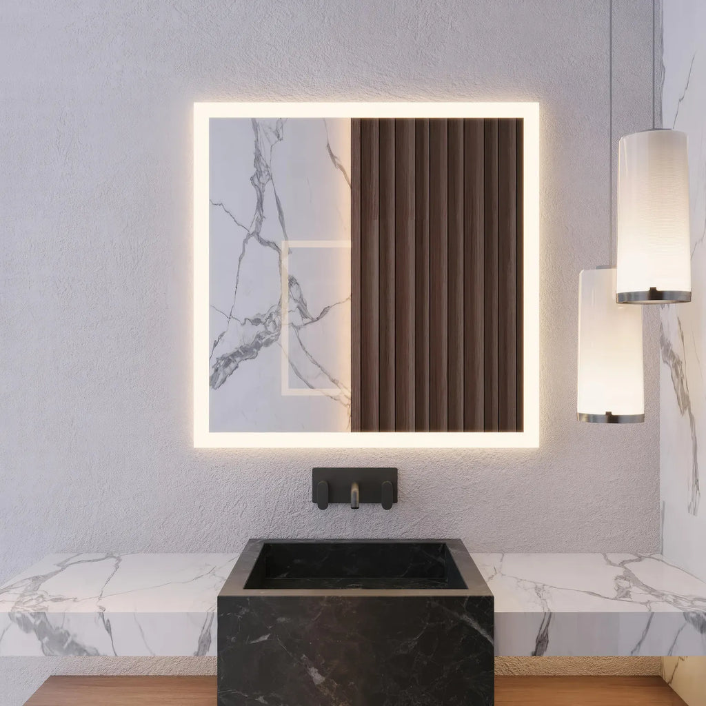 LED Wall Mirror – Modern Square Backlit Vanity Mirror, Luxury Lighted Mirror
