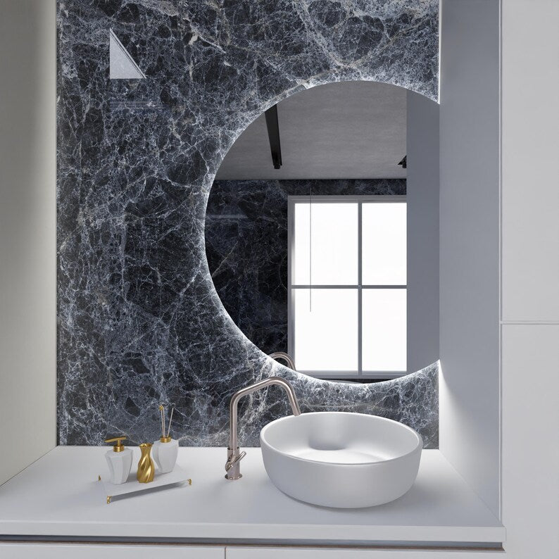 Round LED Bathroom Mirror with Backlight | Modern Lighted Vanity Mirror | Aypars Atelier