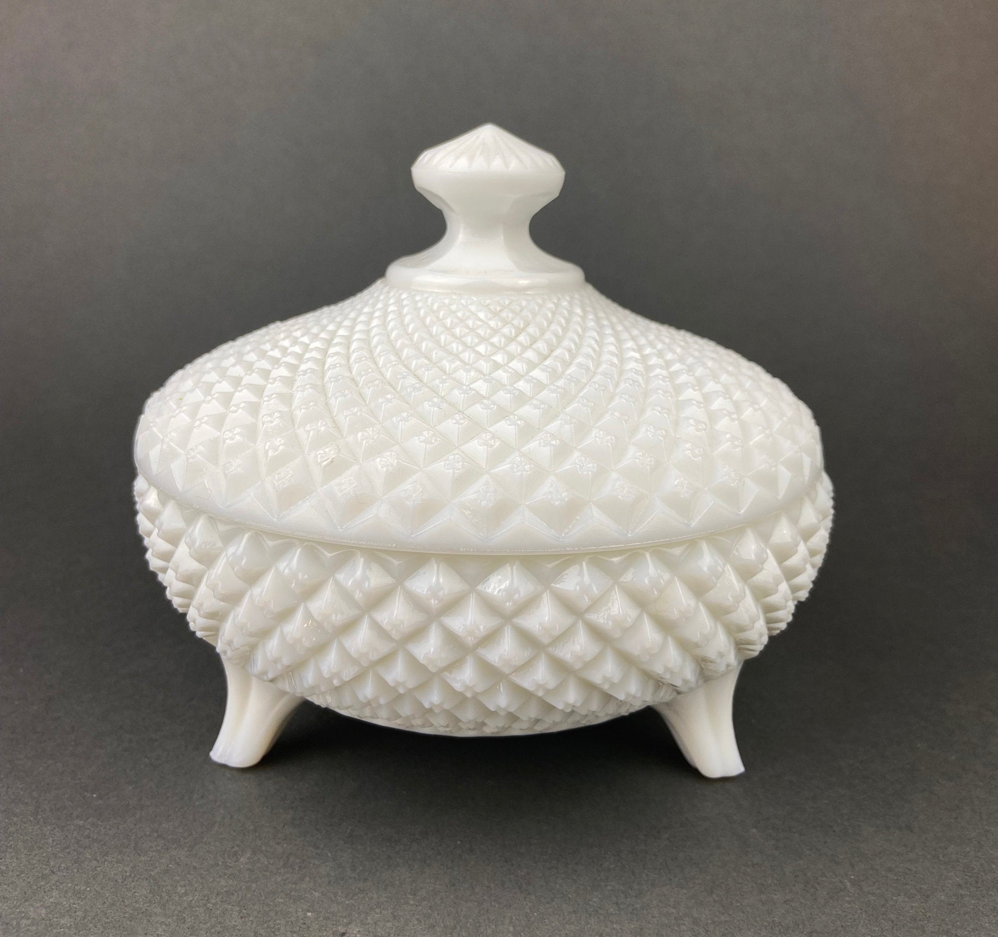 Milk Glass Salt and Pepper Shakers in Grape Vine Motif