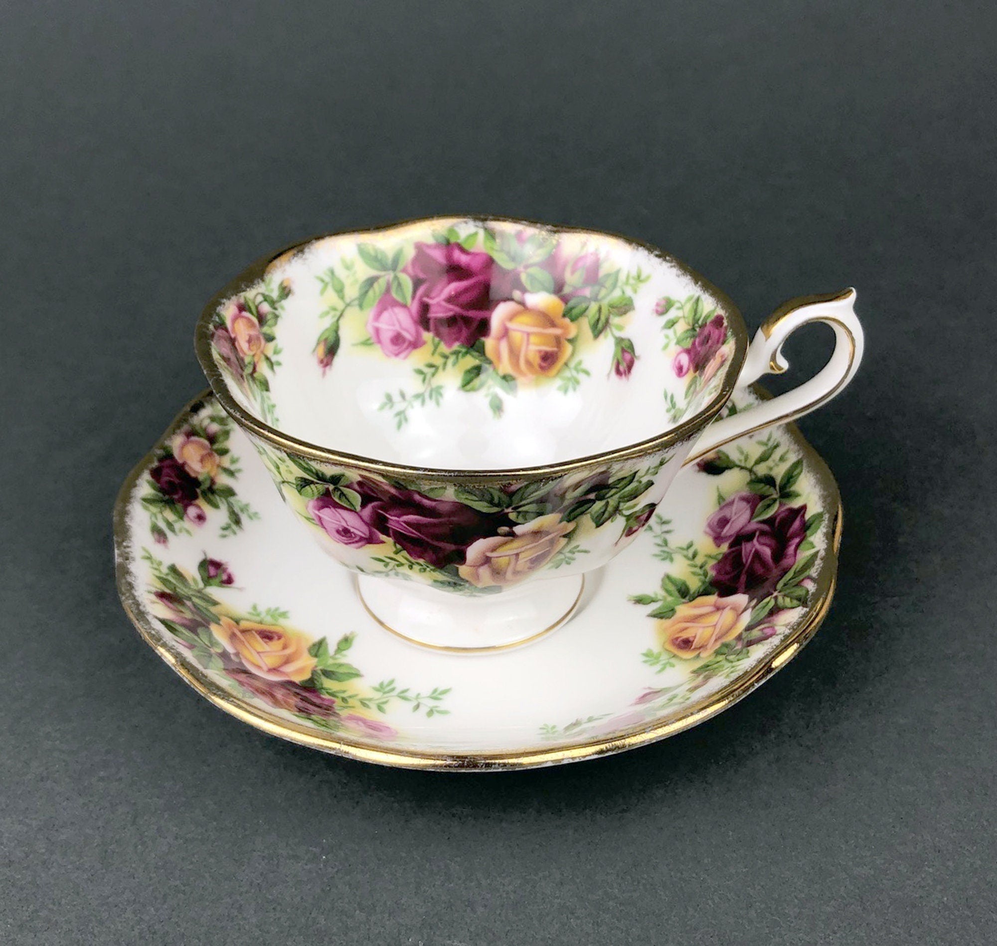 Royal Albert Cup and Saucer. Old Country Roses Motif Tea/Coffee Set.  Made in England. Replacements.  Gift for Mom. Gift for Her.