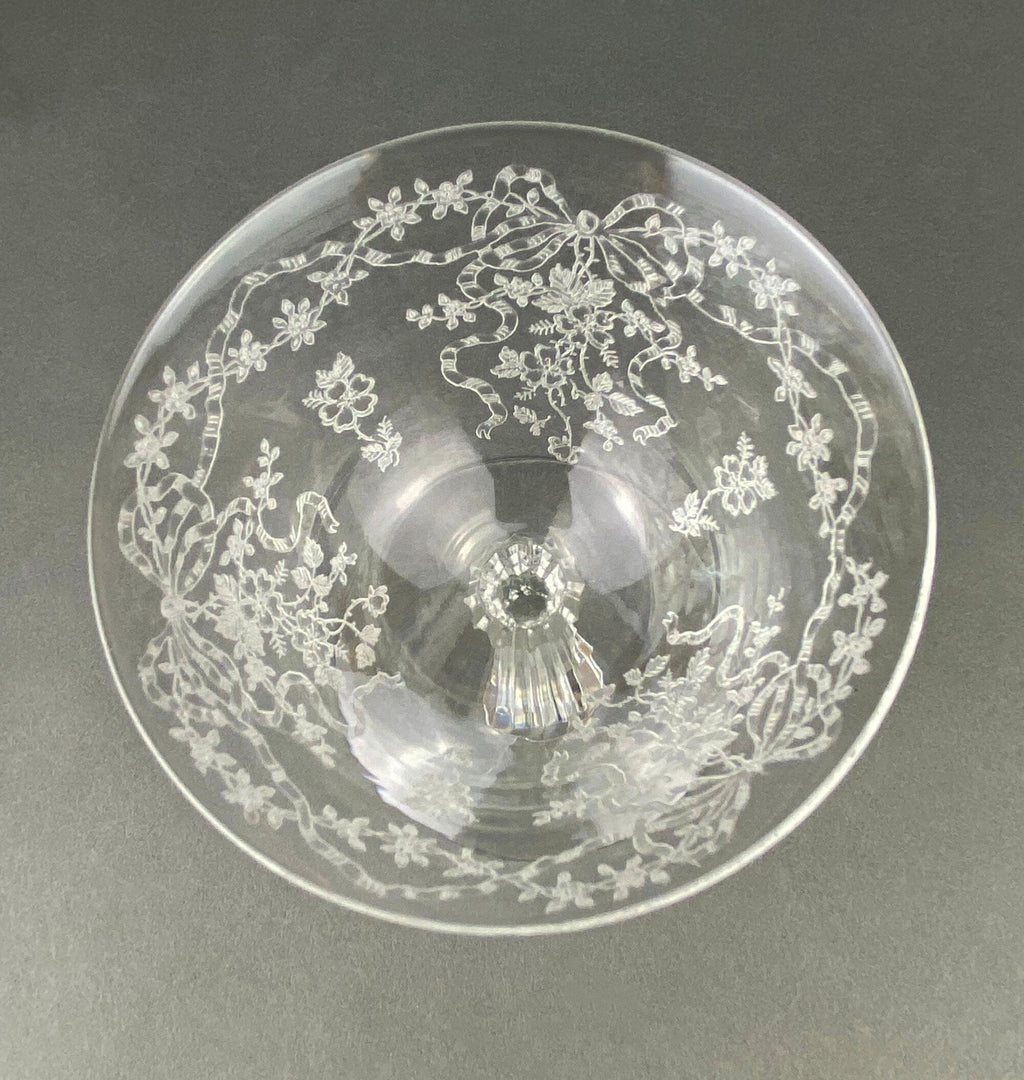 Vintage Fostoria Champagne Glasses, Set of 6 Etched Crystal Stemware