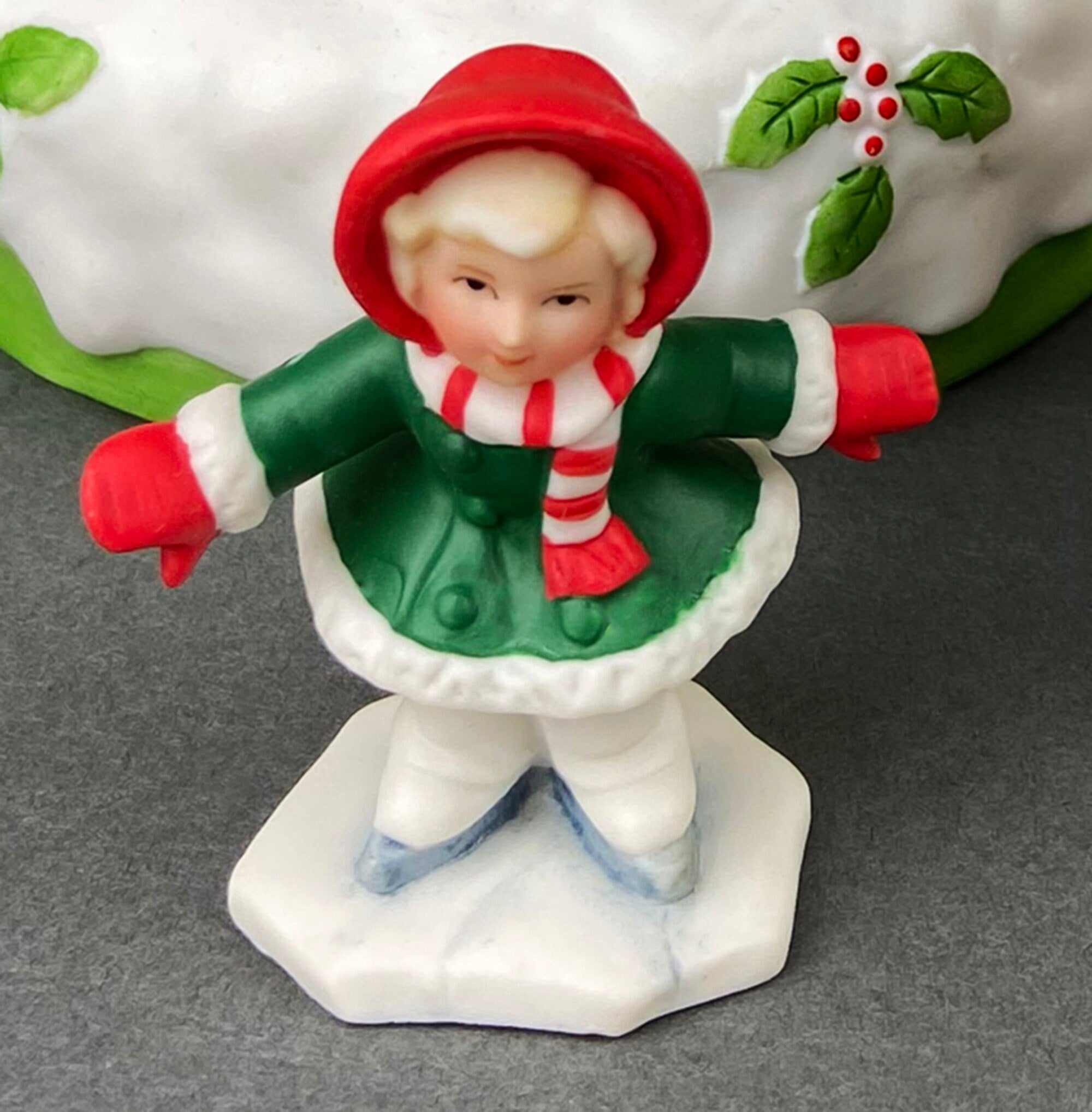 Kids & Dog on Sled Porcelain Figurine. Christmas. Downhill Racer. Inspired by Norman Rockwell. Museum Collections. Snow King. Collectibles.
