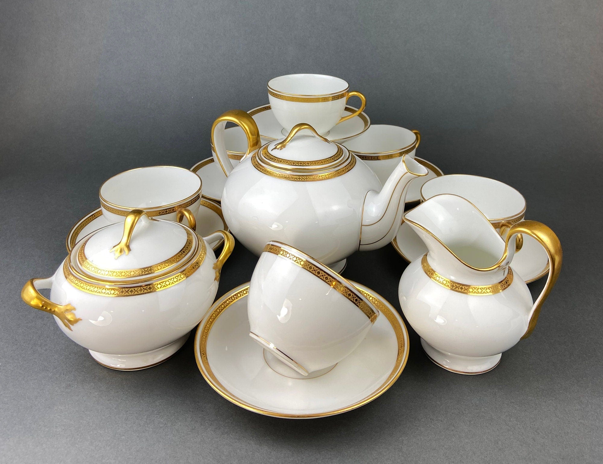 Antique Haviland Limoges Porcelain Gravy Soup Boat, Wedding Band China