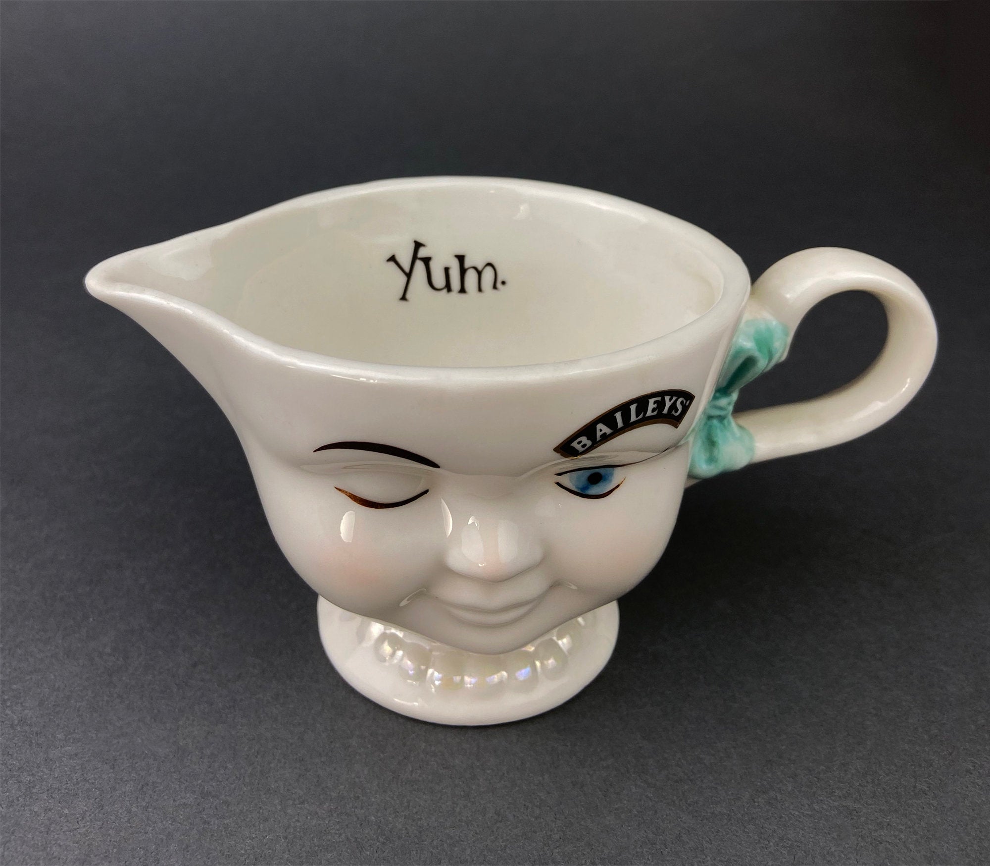 Bailey's Winking Face Creamer with Blue Bow - Yum Collectible Limited EditionCreamer