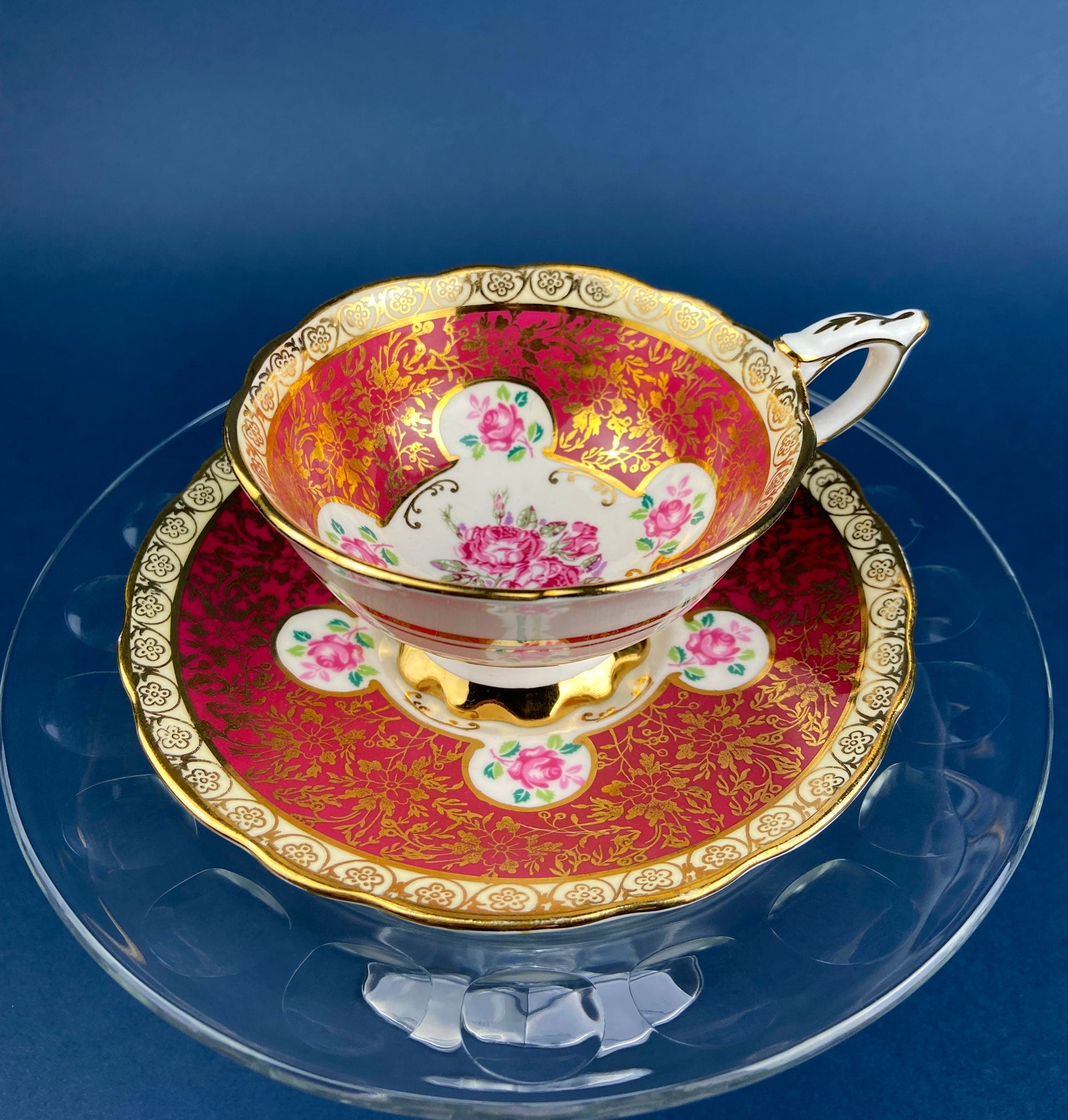 Vintage Teacup and Saucer. Hand Painted in Occupied Japan. Fine Bone China.