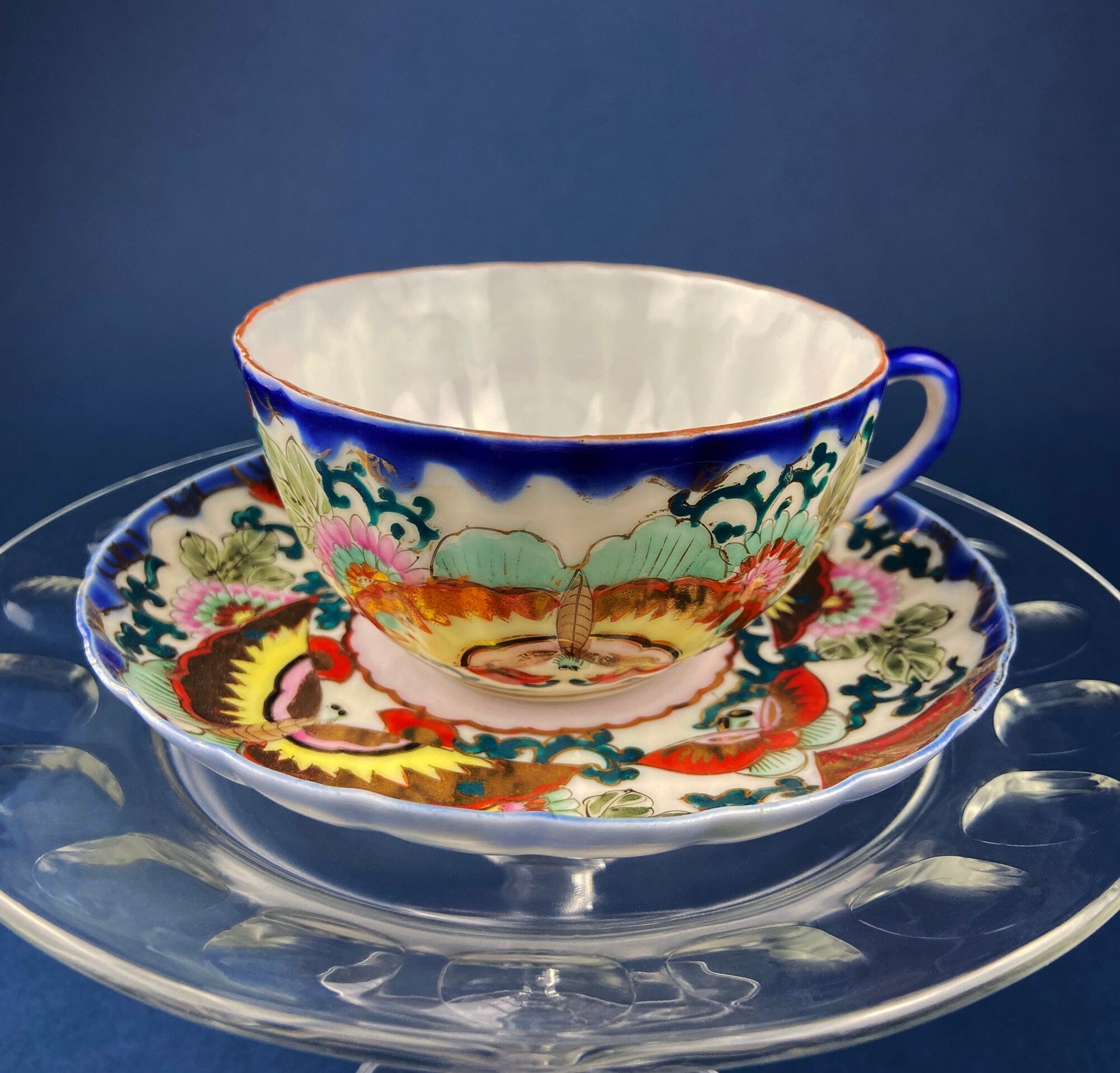 Crown Staffordshire Ellesmere Tea Cup and Saucer. Amazing Set with Repousse Detail ing, Number 14962 .