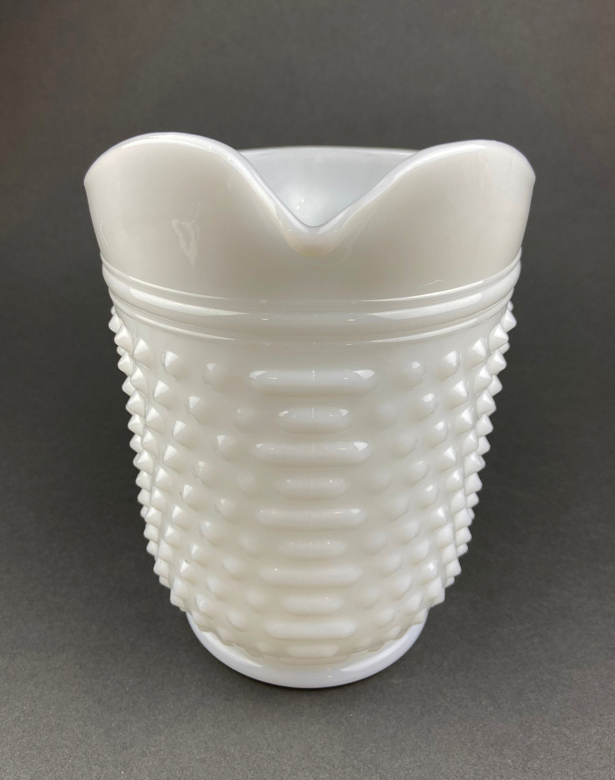 Vintage Hobnail Milk Glass Pitcher, 64 oz