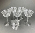 Antique Tall Sherbet Crystal Glasses by Fostoria. Etched Midnight Rose Pattern. Set of Six, 4 oz, Glassware. Replacements. Fine Dining.