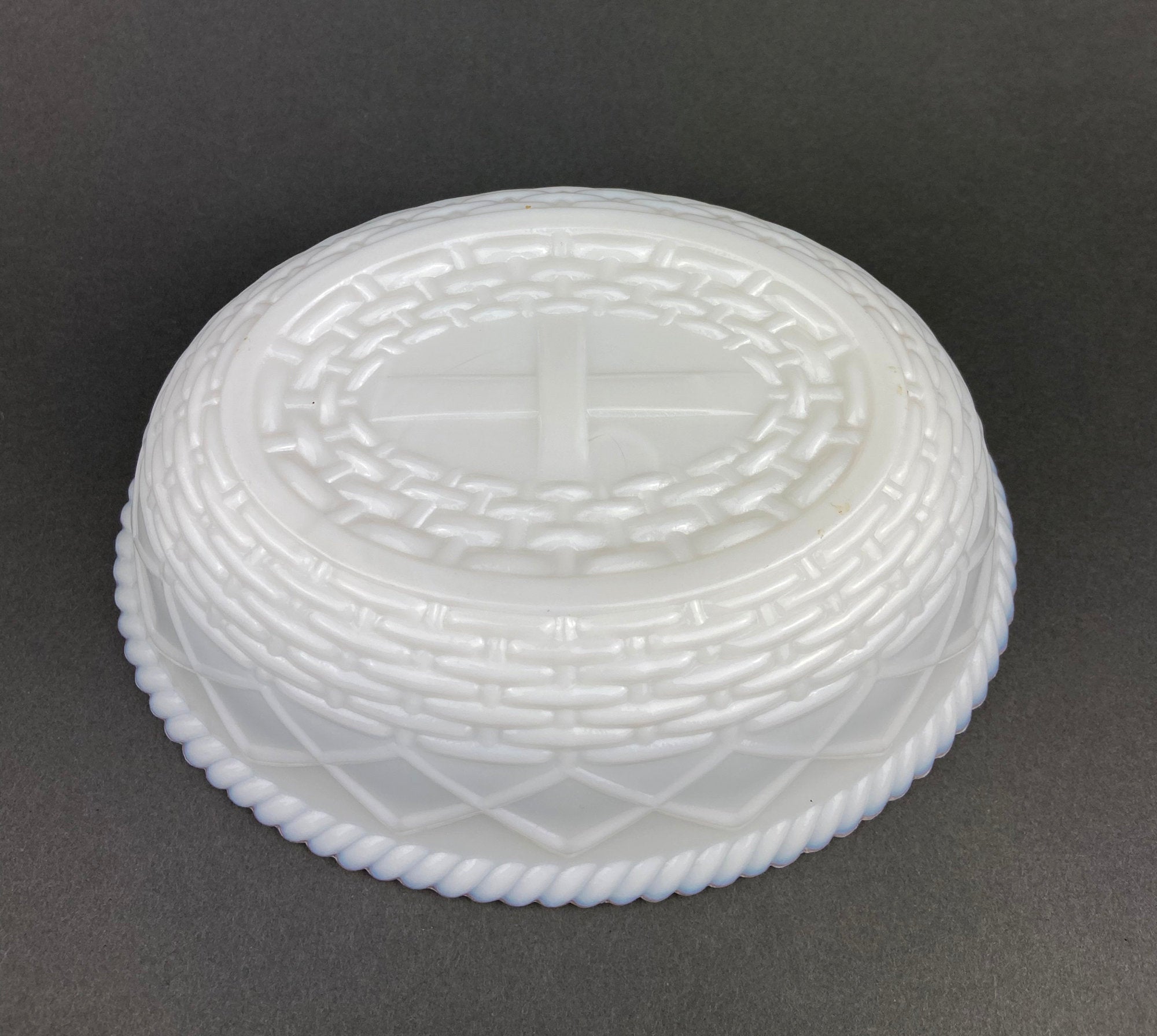Westmoreland  Rooster on Nest Covered Bowl. Large Milk Glass Lidded Dish. White with Red Details Serving Dish. Collectible Milk Glass.