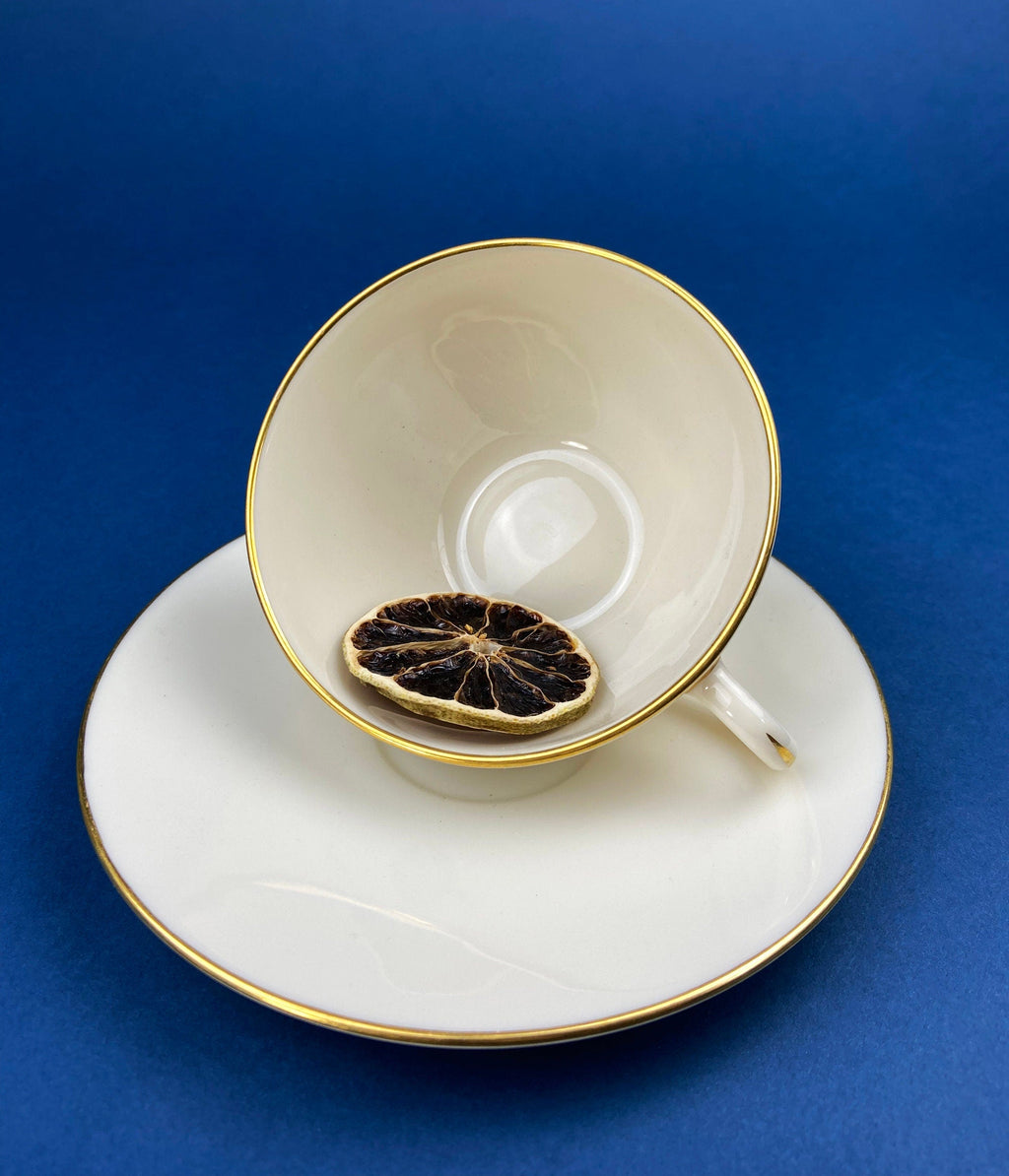Lenox Tea Cup & Saucer. Creamy White with Gold Rim Tea or Coffee Set. Olympia by Lenox. Porcelain Made in the USA.