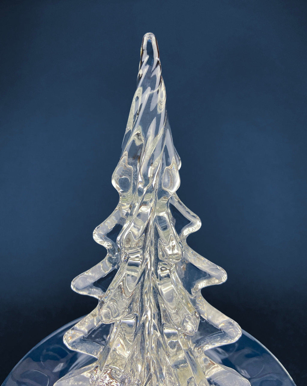 Lead Crystal Clear Christmas Tree. Hand Crafted Art Glass Spruce Tree. 8" Tall Pine. Holiday or Year-Round Decor.